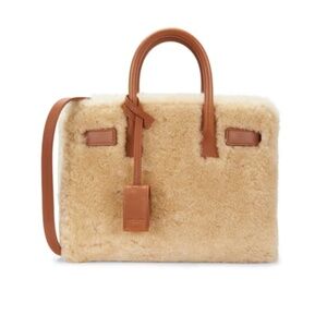 SAINT LAURENT Shearling Top Handle Bag - Mini Sac De Jour